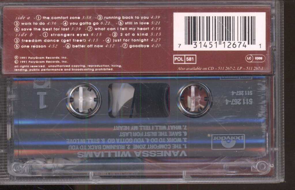 Vanessa Williams - Comfort Zone - Cassette