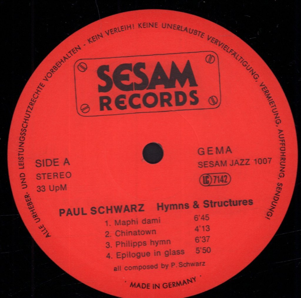 Paul Schwarz - Hymns And Structures - Lp