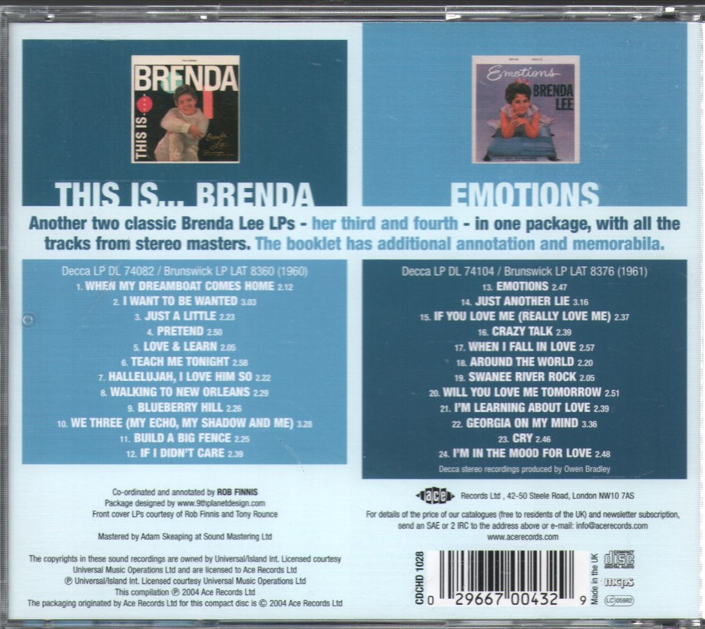 Brenda Lee - This Is Brenda / Emotions - Cd