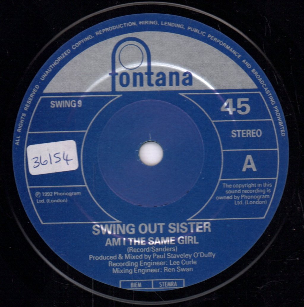 Swing Out Sister - Am I The Same Girl - 7 Inch