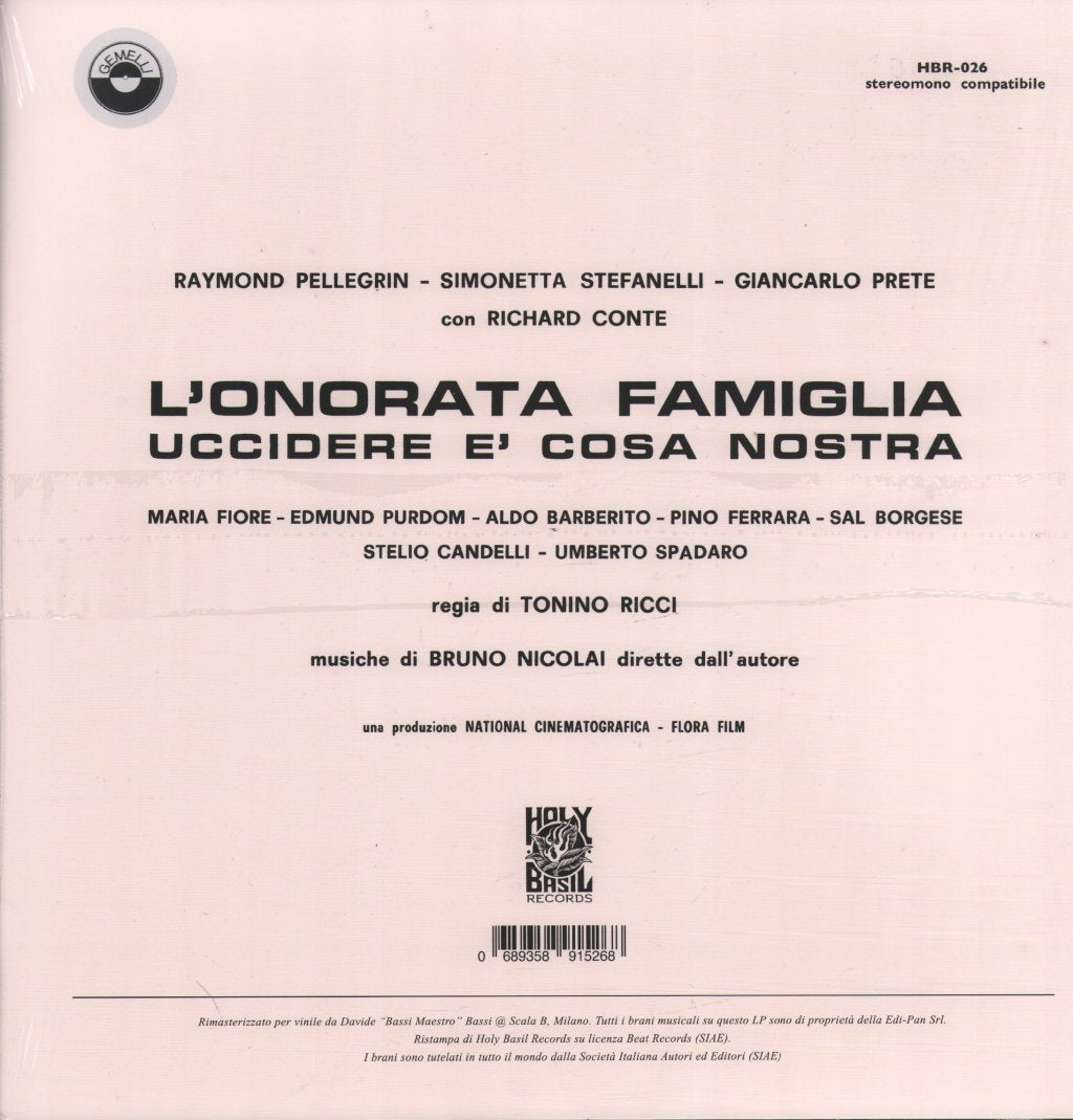 Bruno Nicolai - L'Onorata Famiglia (Uccidere È Cosa Nostra) - Lp