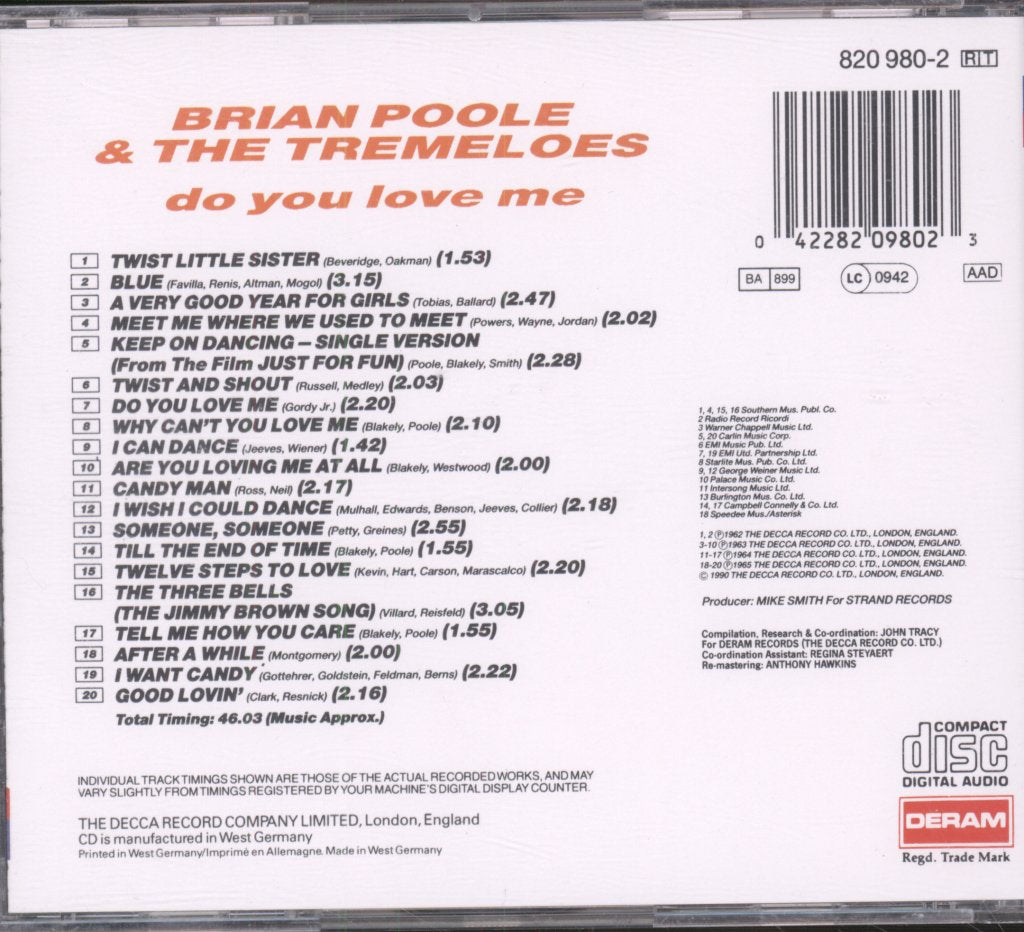 Brian Poole & The Tremeloes - Do You Love Me - Cd