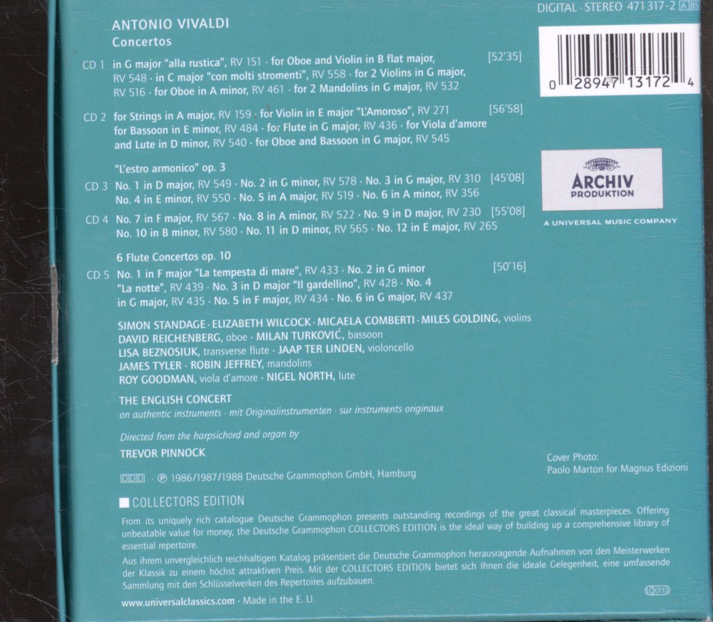 English Concert, Trevor Pinnock - Vivaldi - Concertos - Cd Set