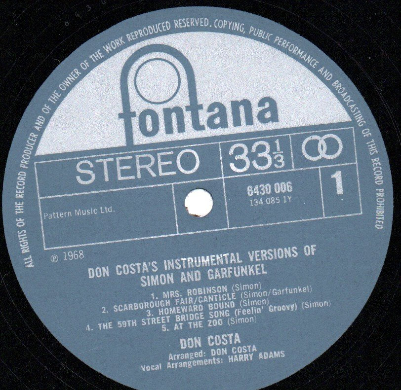 Don Costa - Instrumental Versions Of Simon And Garfunkel - Lp