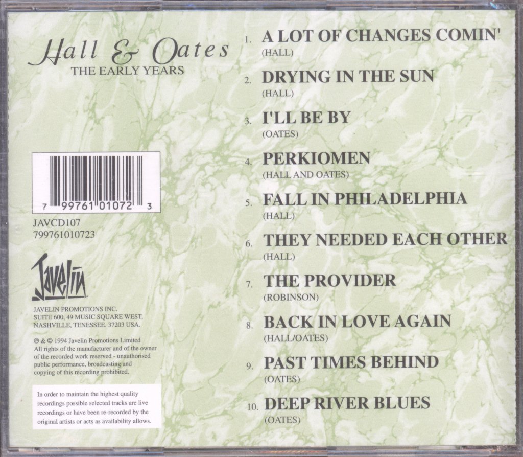 Hall And Oates - Early Years - Cd