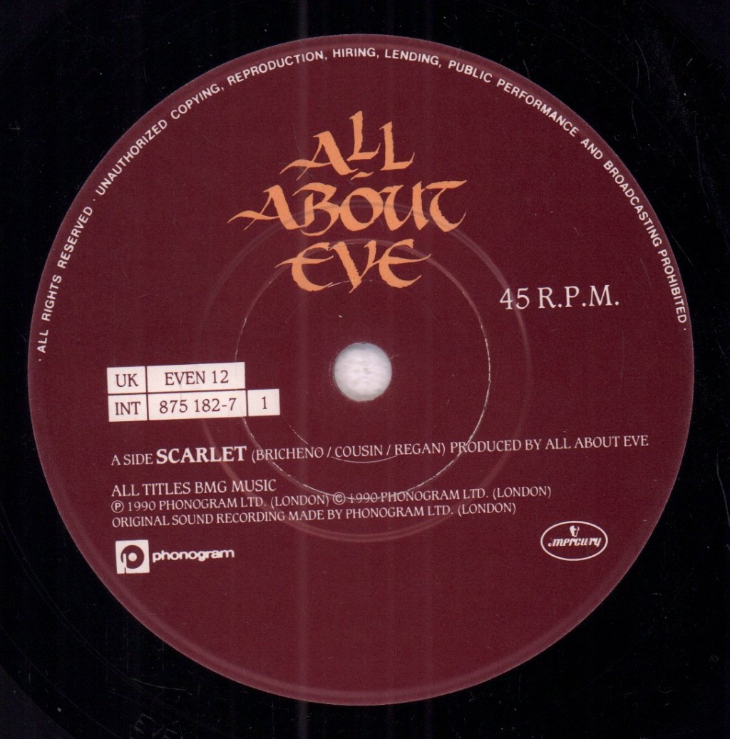 All About Eve - Scarlet - 7 Inch