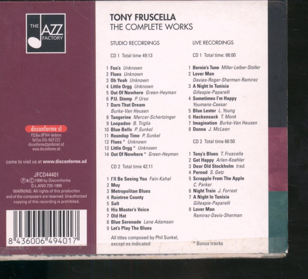 Tony Fruscella - Complete Works - Cd Set