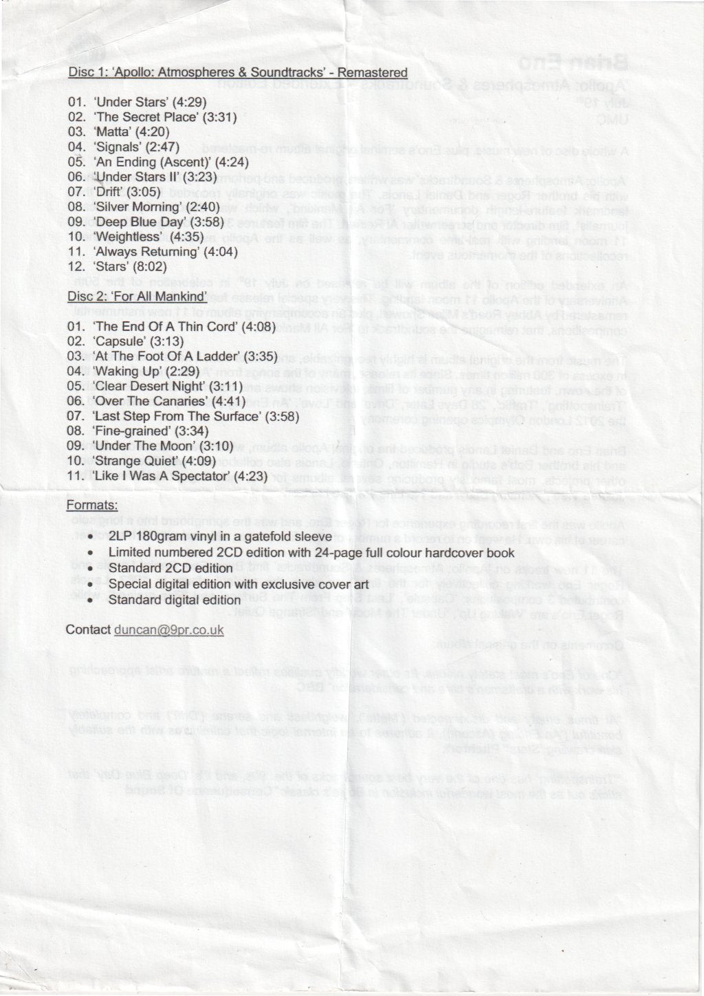 brian eno with daniel lanois and roger eno - Apollo: Atmospheres & Soundtracks (Extended Edition) - Cdr