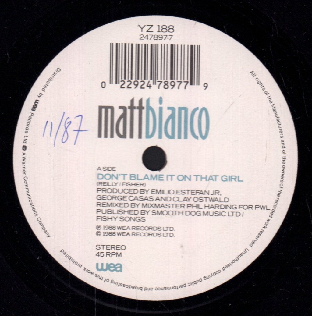 Matt Bianco - Don't Blame It On That Girl - 7 Inch