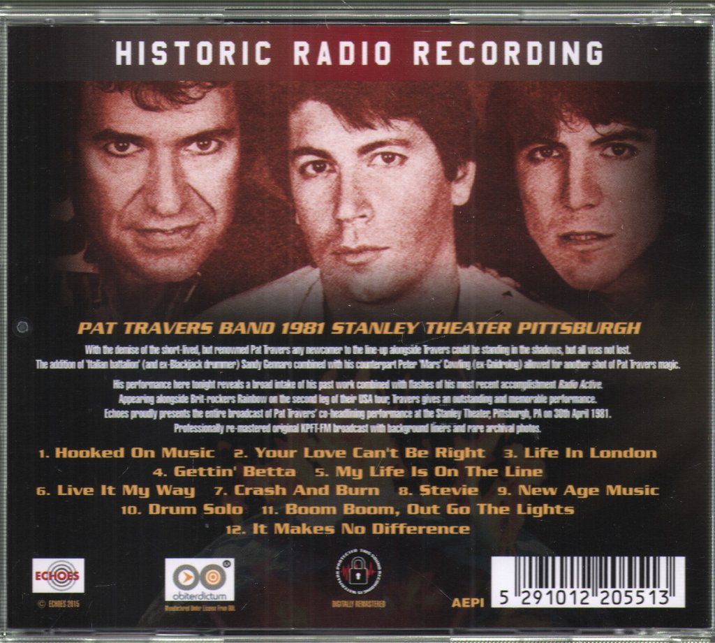 Pat Travers Band - Hooked On Music... Live - Cd