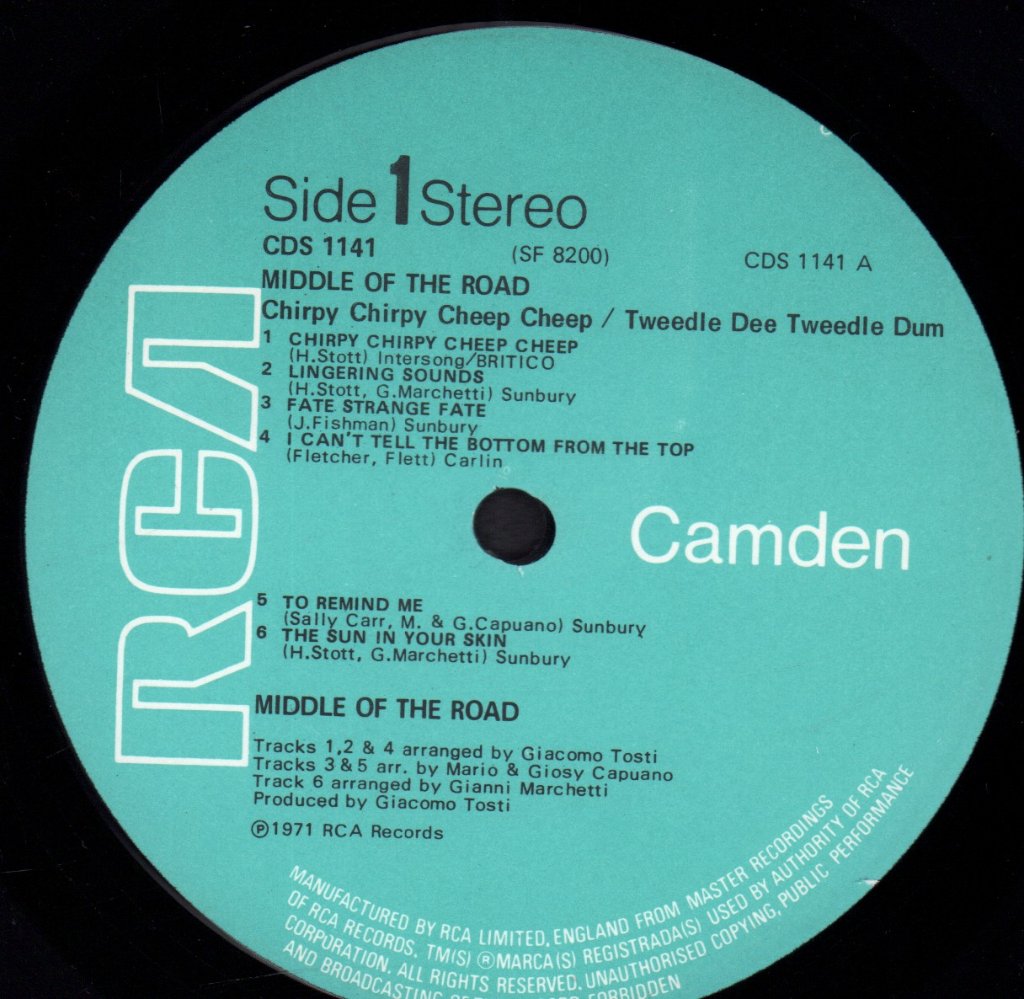 Middle Of The Road - Chirpy Chirpy Cheep Cheep Tweedle Dee Tweedle Dum - Lp