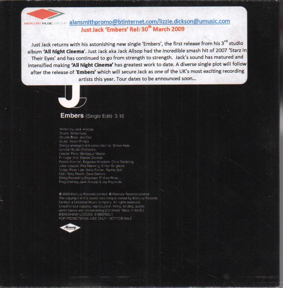 Just Jack - Embers - Cd