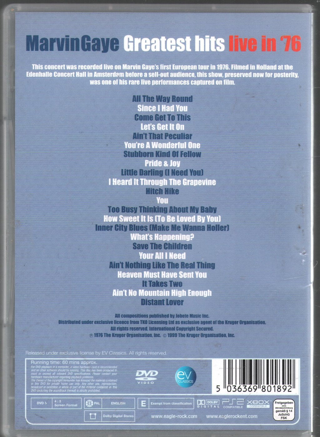 Marvin Gaye - Greatest Hits Live In '76 - Dvd