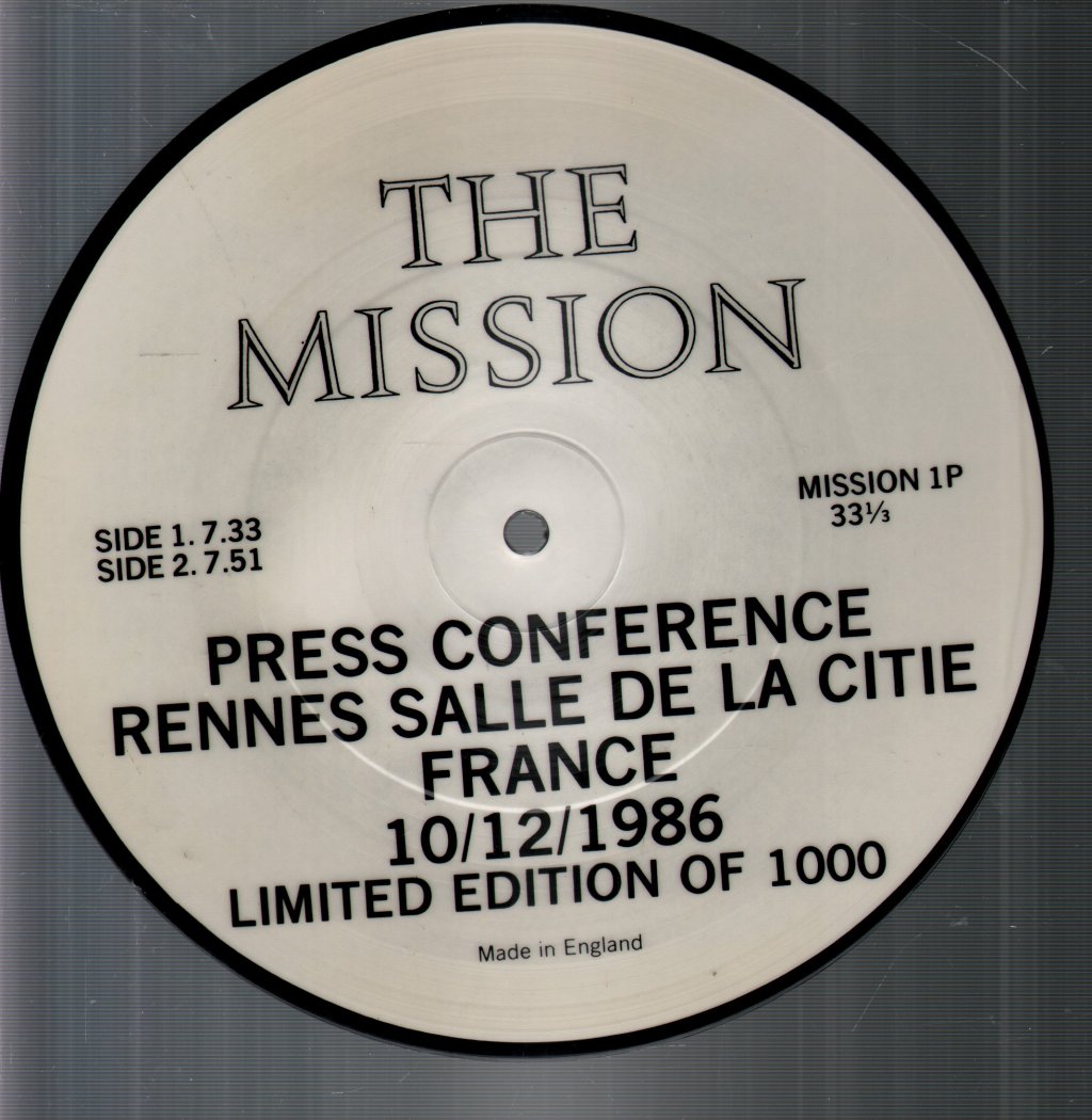Mission - Press Conference Rennes Salle De La Citie France 10/12/1986 - 7 Inch