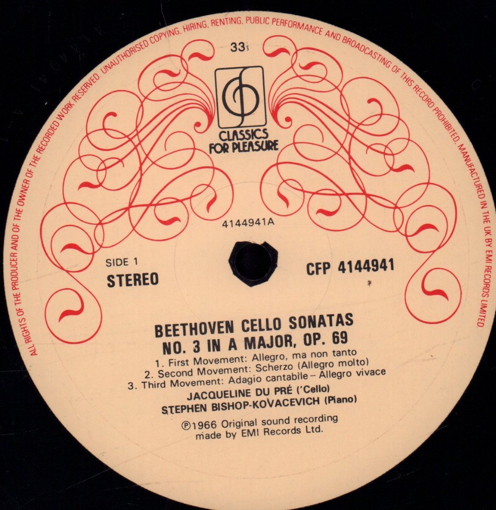 Jacqueline Du Pre / Stephen Bishop-Kovacevich - Beethoven Cello Sonatas - Lp