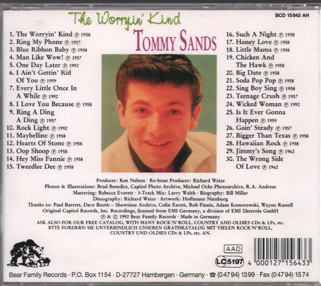 Tommy Sands - Worryin' Kind - Cd
