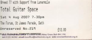 Breed 77/Lunarmile - Total Guitar Space, Sat 4Th Aug 2007 - Ticket