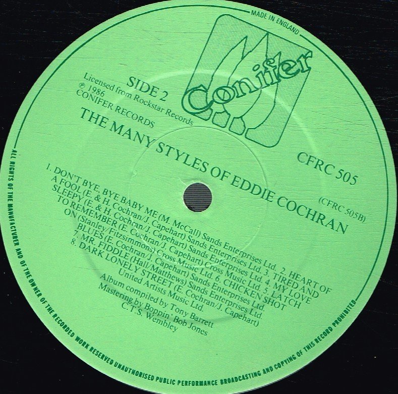 Eddie Cochran - Many Styles Of - Lp
