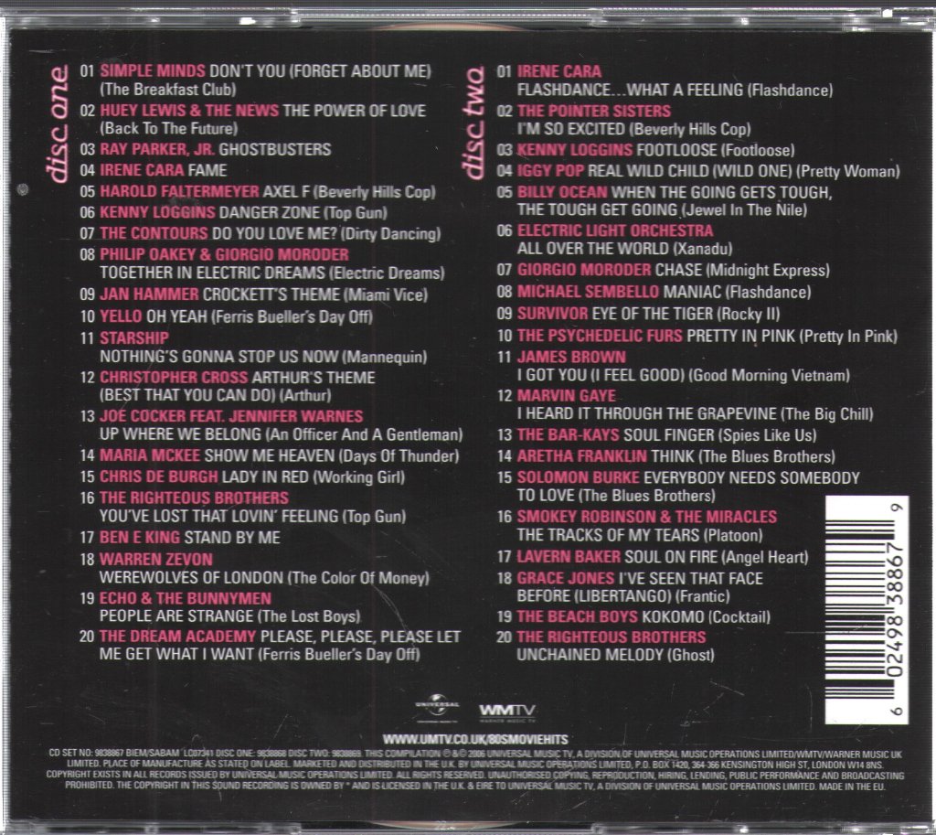 Various Artists - 80s Movie Hits - Double Cd