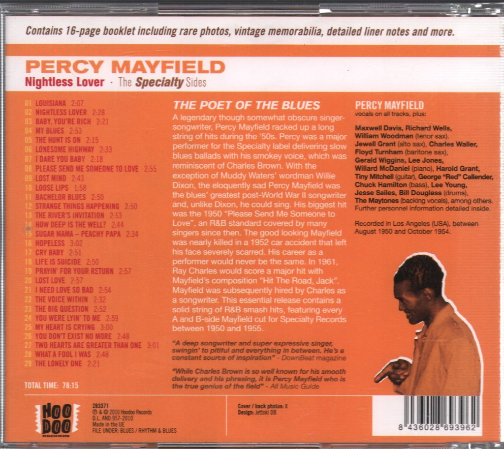 Percy Mayfield - Nightless Lover (The Specialty Sides) - Cd