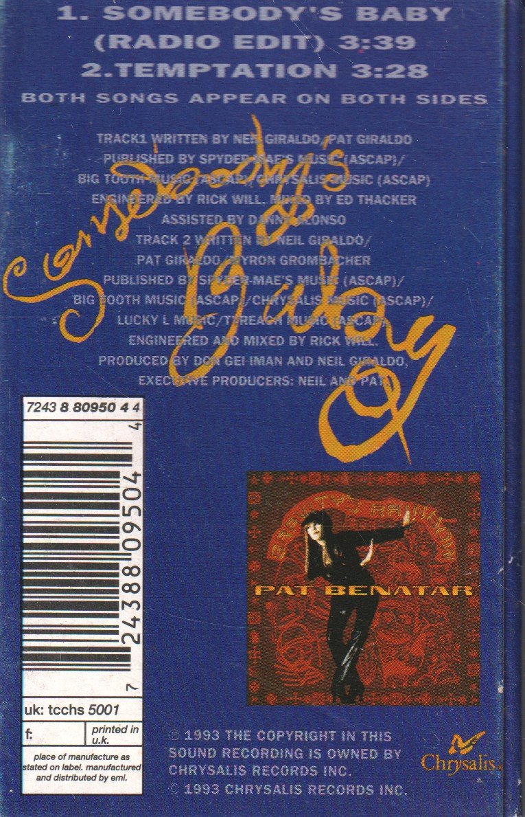 Pat Benatar - Somebody's Baby - Cassette