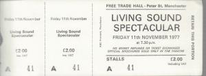 Living Sound Spectacular - Free Trade Hall Manchester 11Th Nov 1977 - Ticket