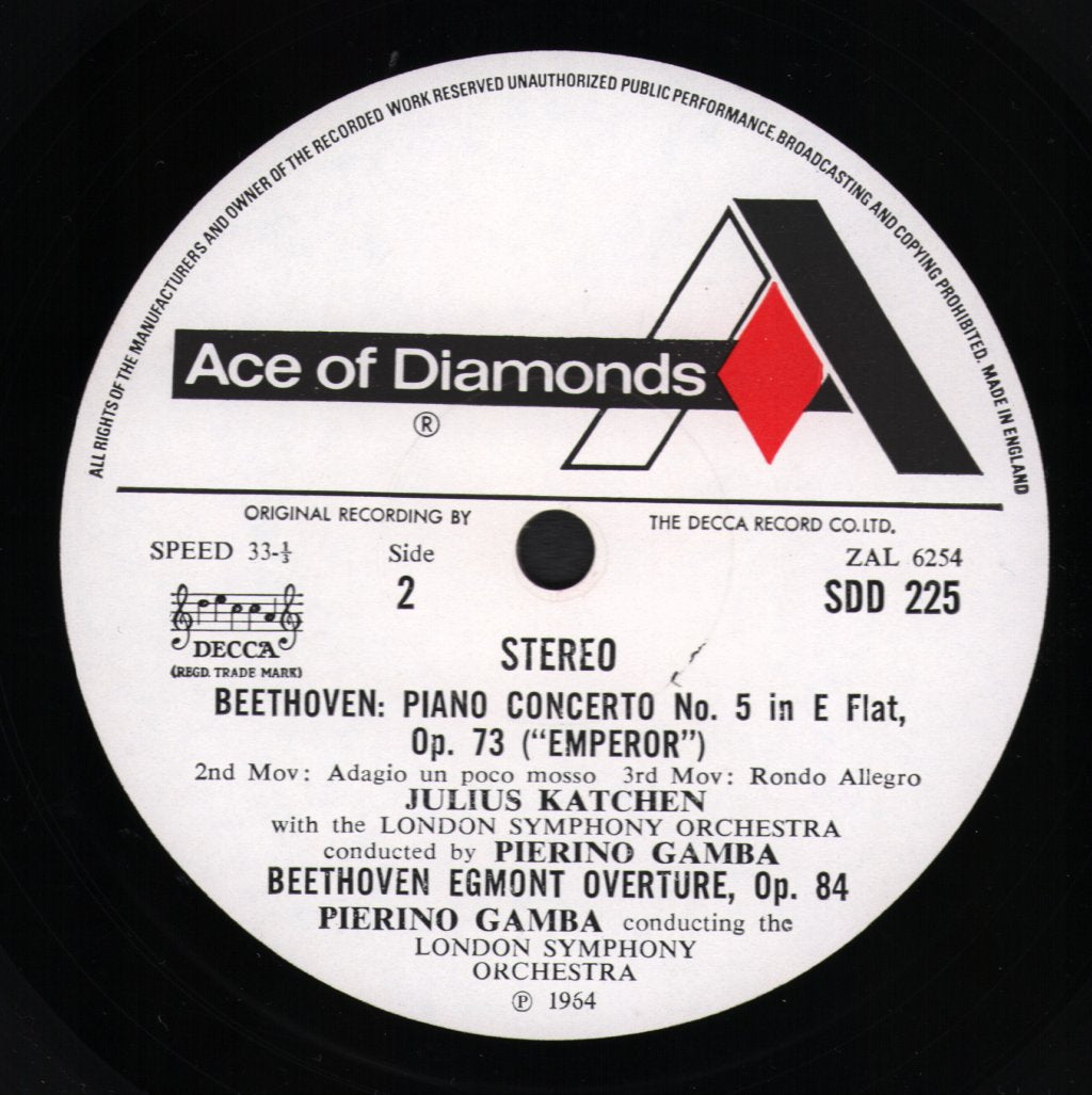 Julius Katchen / Pierino Gamba / London Symphony Orchestra - Beethoven - Piano Concerto No.5 "Emperor" / Egmont Overture - Lp