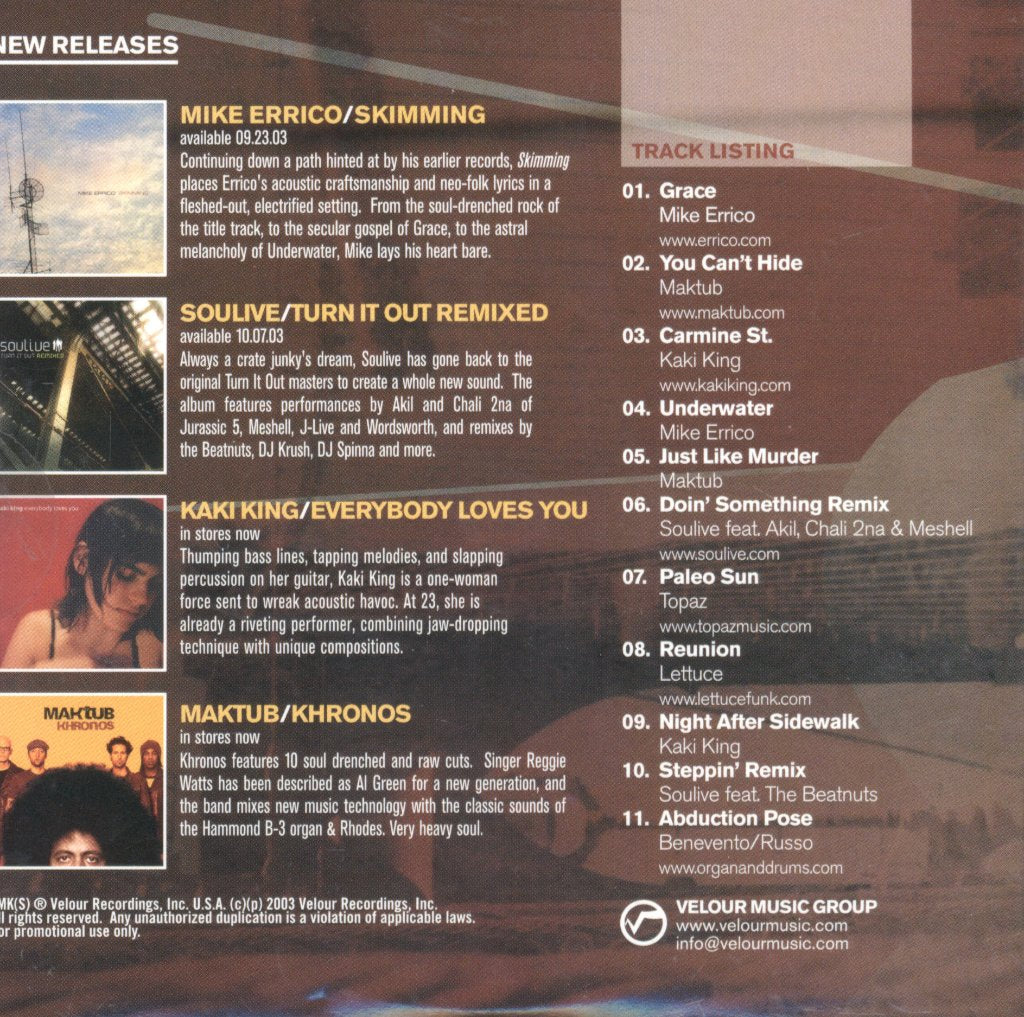 Various Artists - Velour Music Group Sampler Fall 2003 - Cd