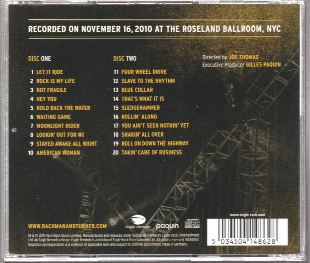 Bachman And Turner - Live at the Roseland Ballroom, NYC - Double Cd