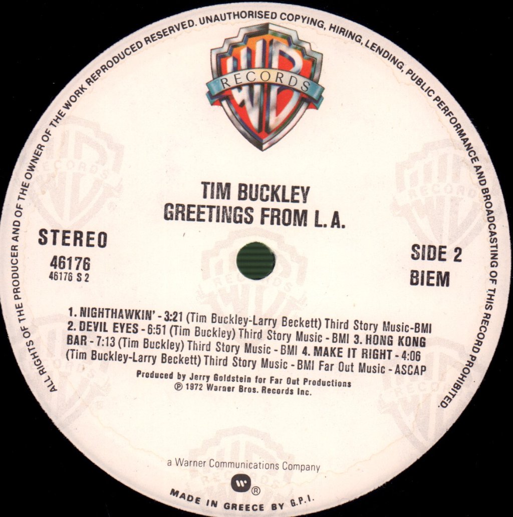 Tim Buckley - Greetings From L.A. - Lp