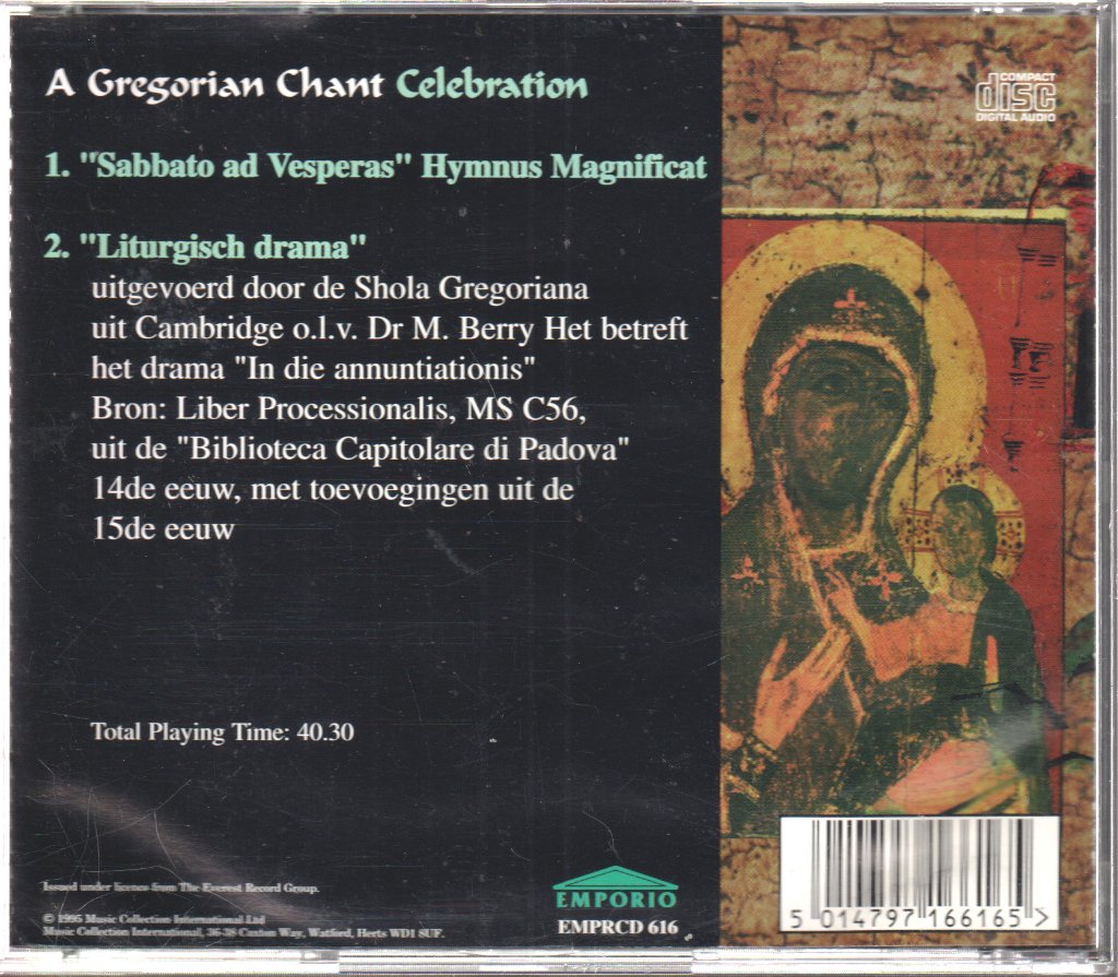 Schola Gregoriana Of Cambridge - A Gregorian Chant Celebration - Cd