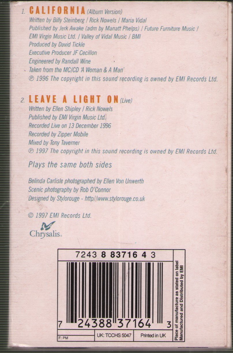 Belinda Carlisle - California - Cassette