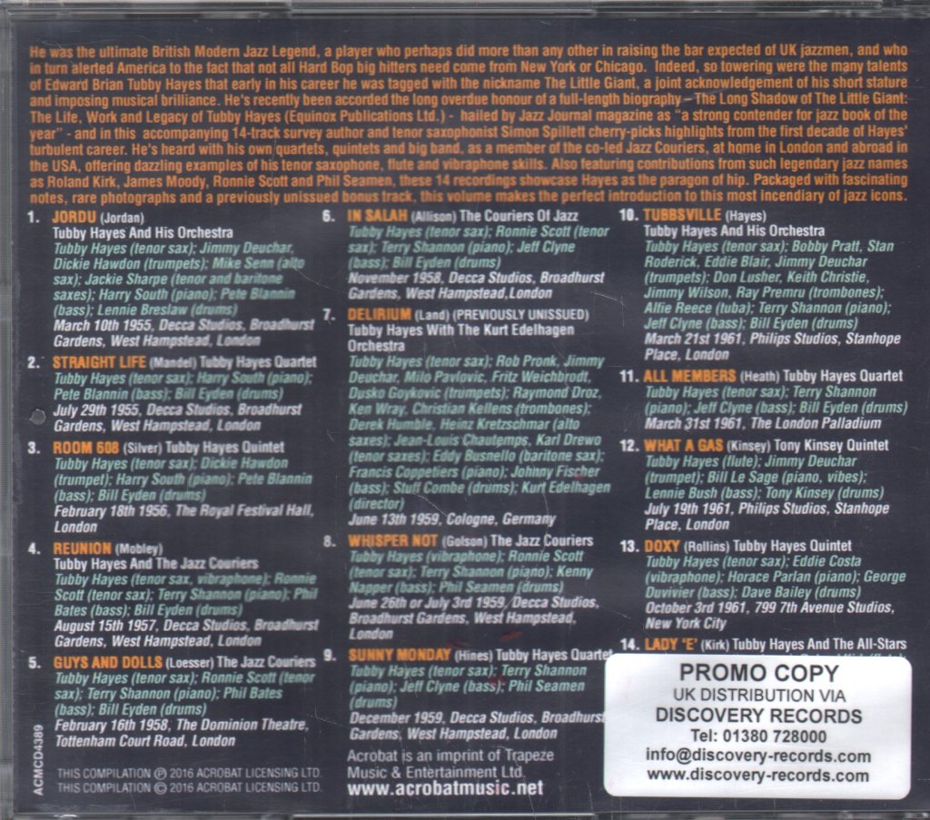 Tubby Hayes - Long Shadow Of The Little Giant - Cd