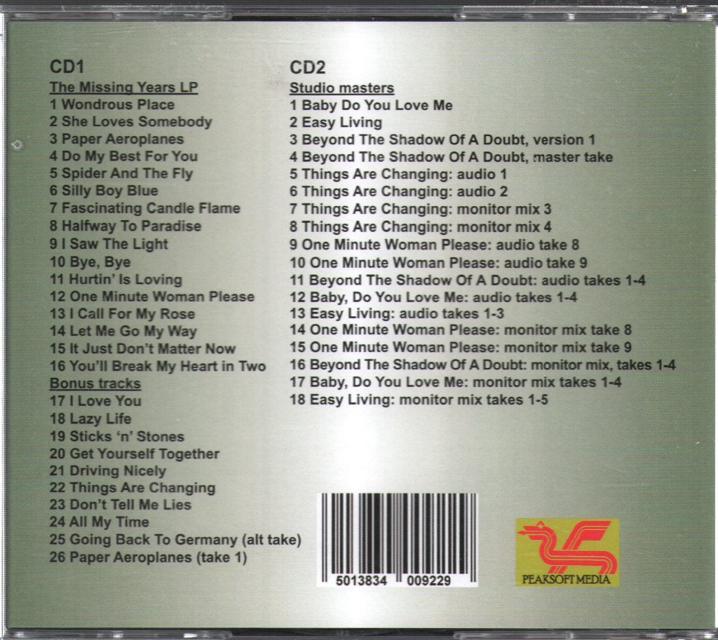 Billy Fury - Missing Years - Double Cd