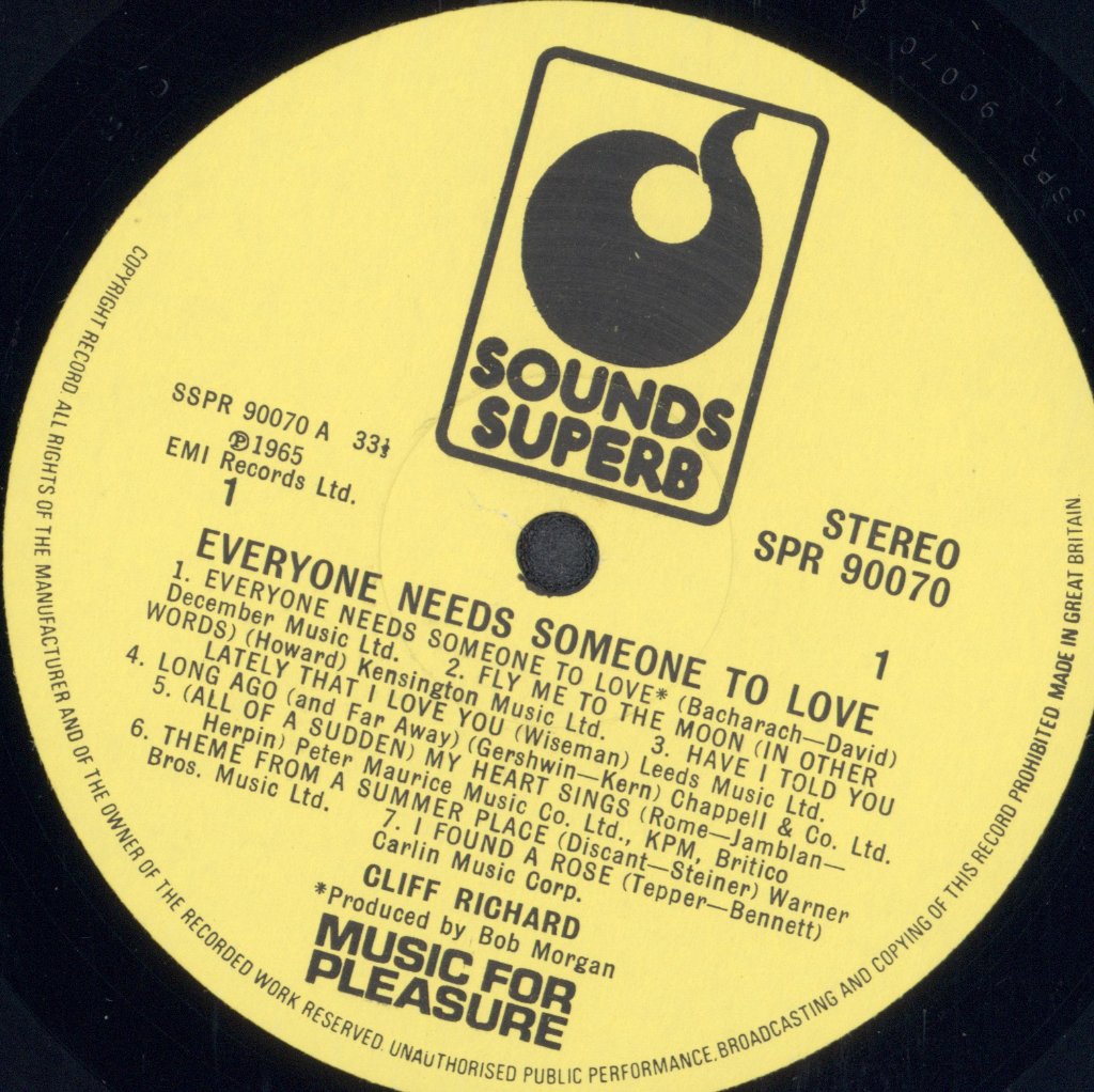 Cliff Richard - Everyone Needs Someone To Love - Lp