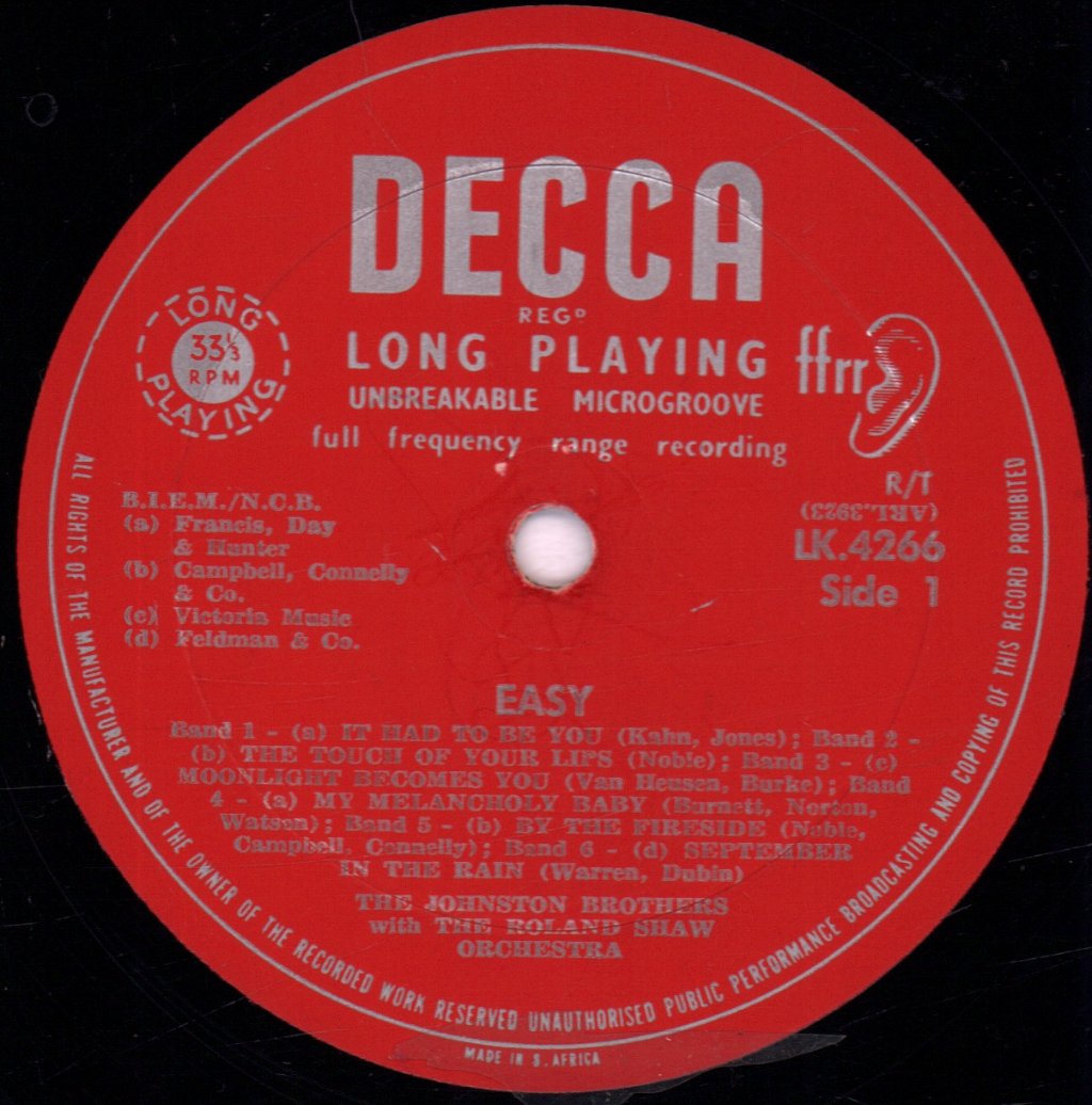Johnston Brothers - Easy - Lp