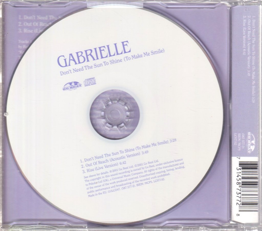 Gabrielle - Don't Need The Sun To Shine (To Make Me Smile) - Cd