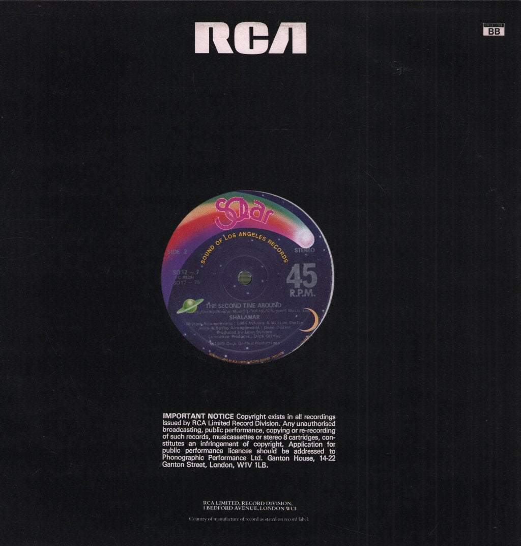 Shalamar - Right In The Socket (Remix) / The Second Time Around - 12 Inch