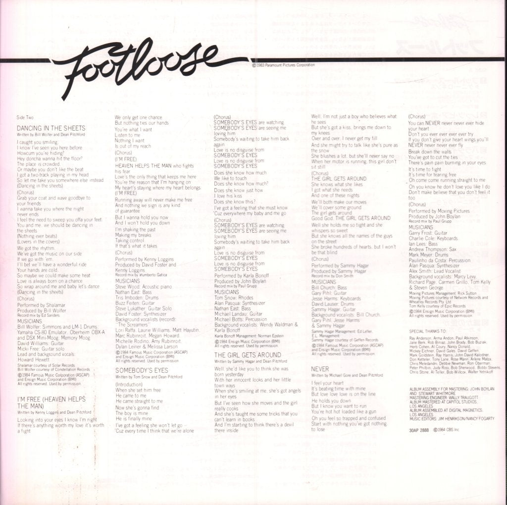 Various Artists - Footloose Original Motion Picture Soundtrack - Lp