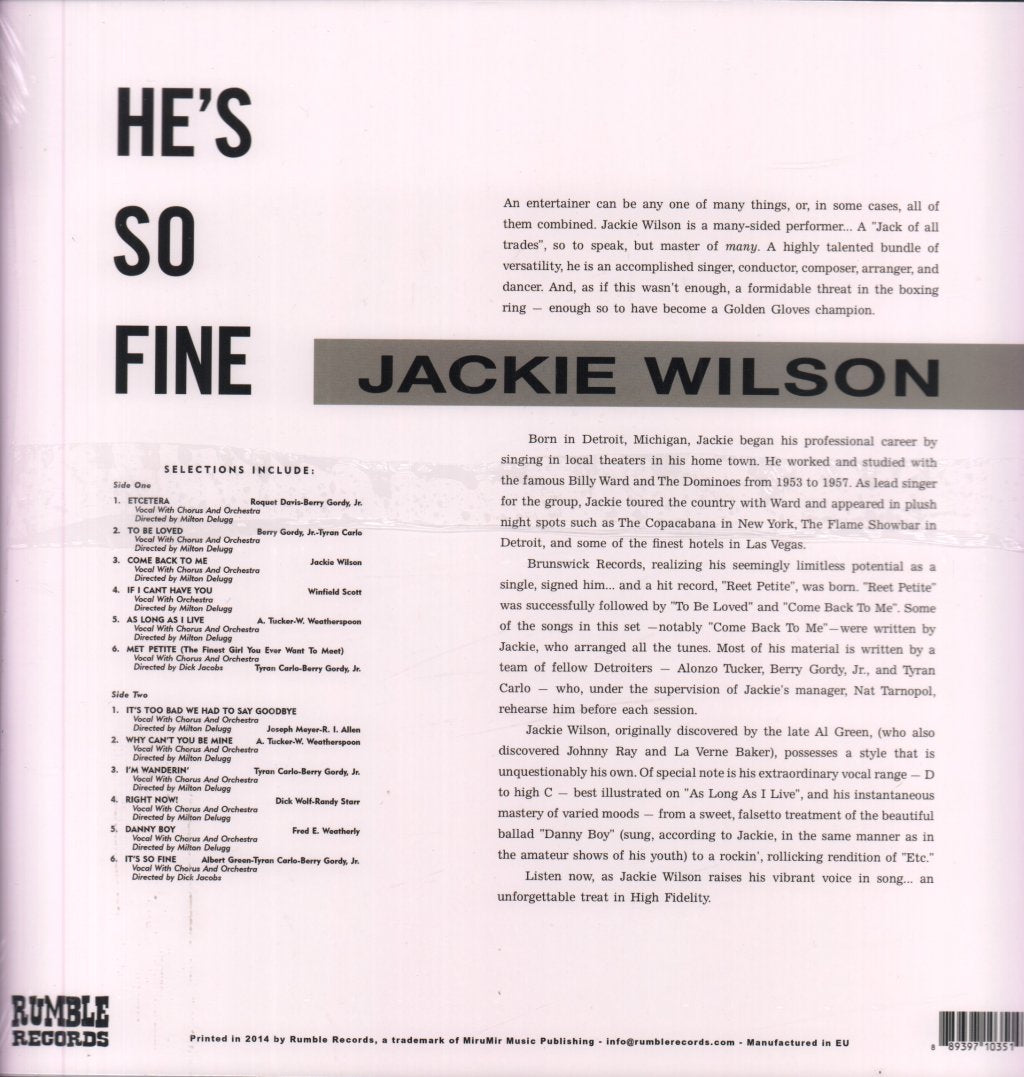 Jackie Wilson - He's So Fine - Lp