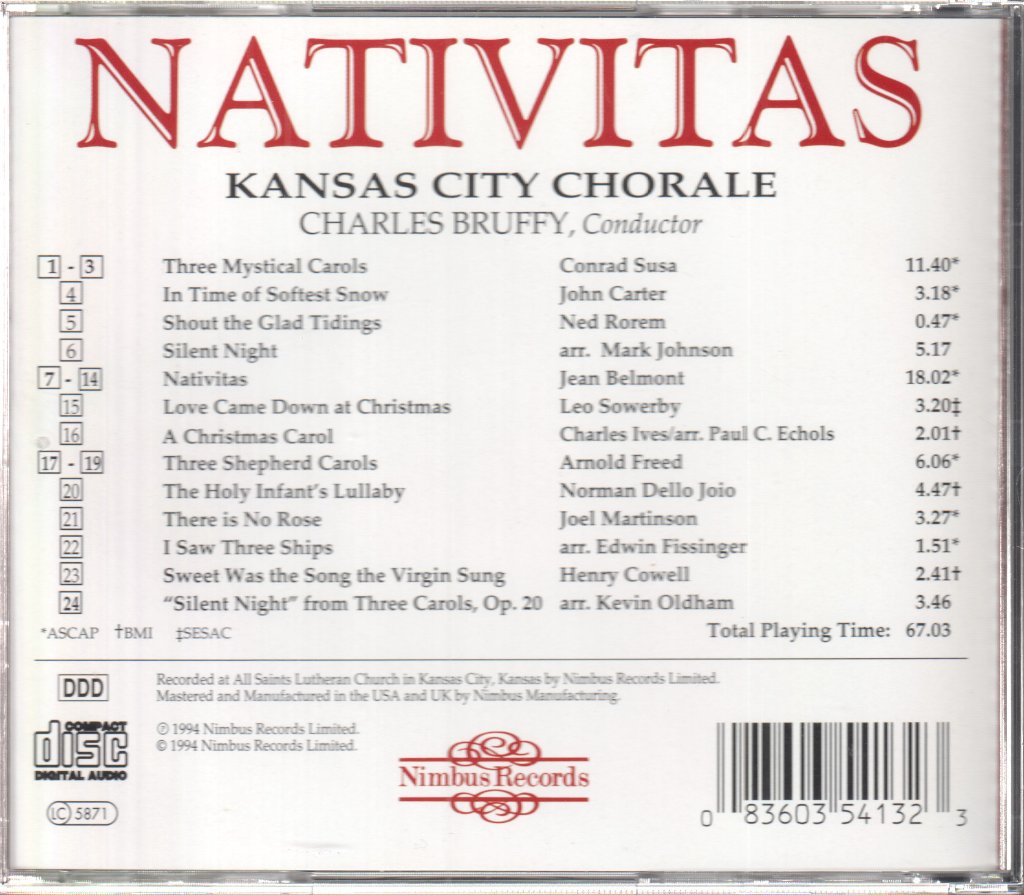 Kansas City Chorale, Charles Bruffy - Nativitas (American Christmas Carols) - Cd