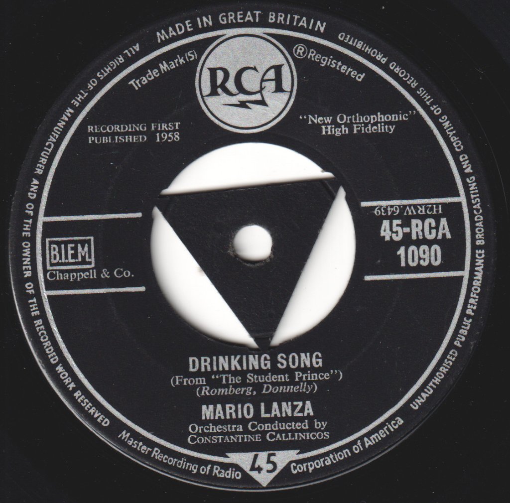 Mario Lanza - Drinking Song - 7 Inch
