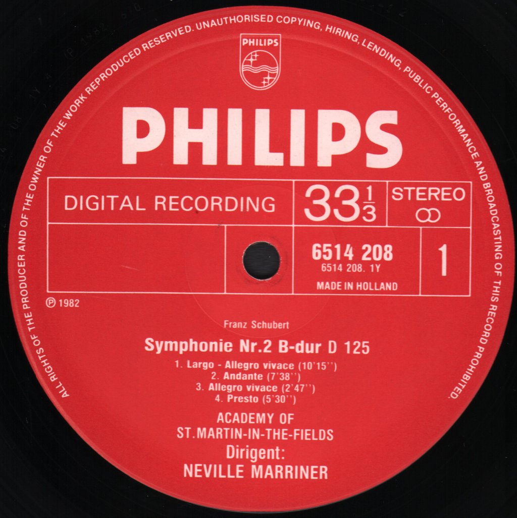 Neville Marriner / Academy Of St. Martin In The Fields - Schubert - Symphonies Nos. 2 & 6 - Lp