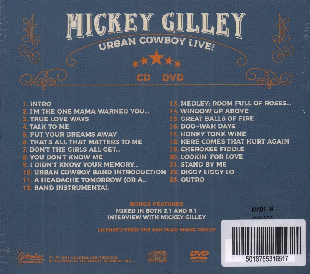 Mickey Gilley - urban cowboy live - Cd/Dvd