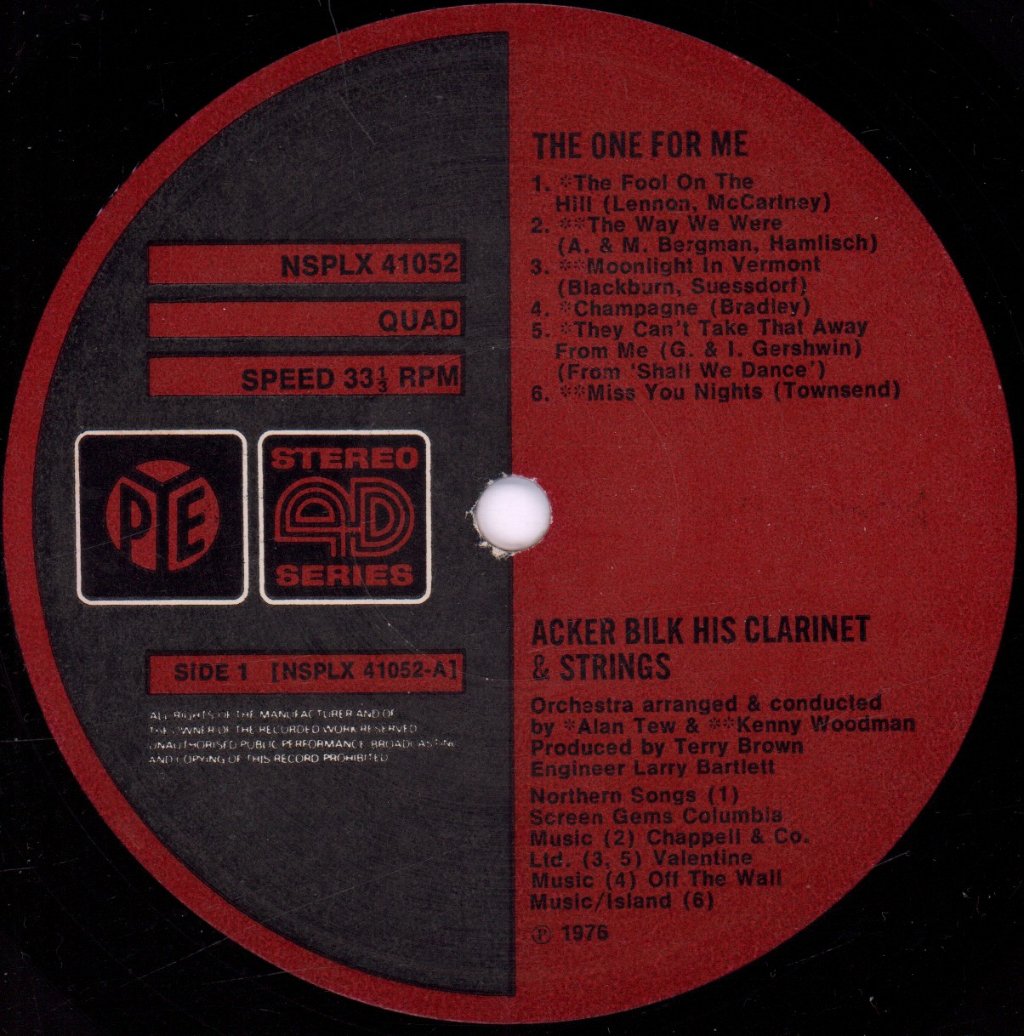 Acker Bilk - One For Me - Lp