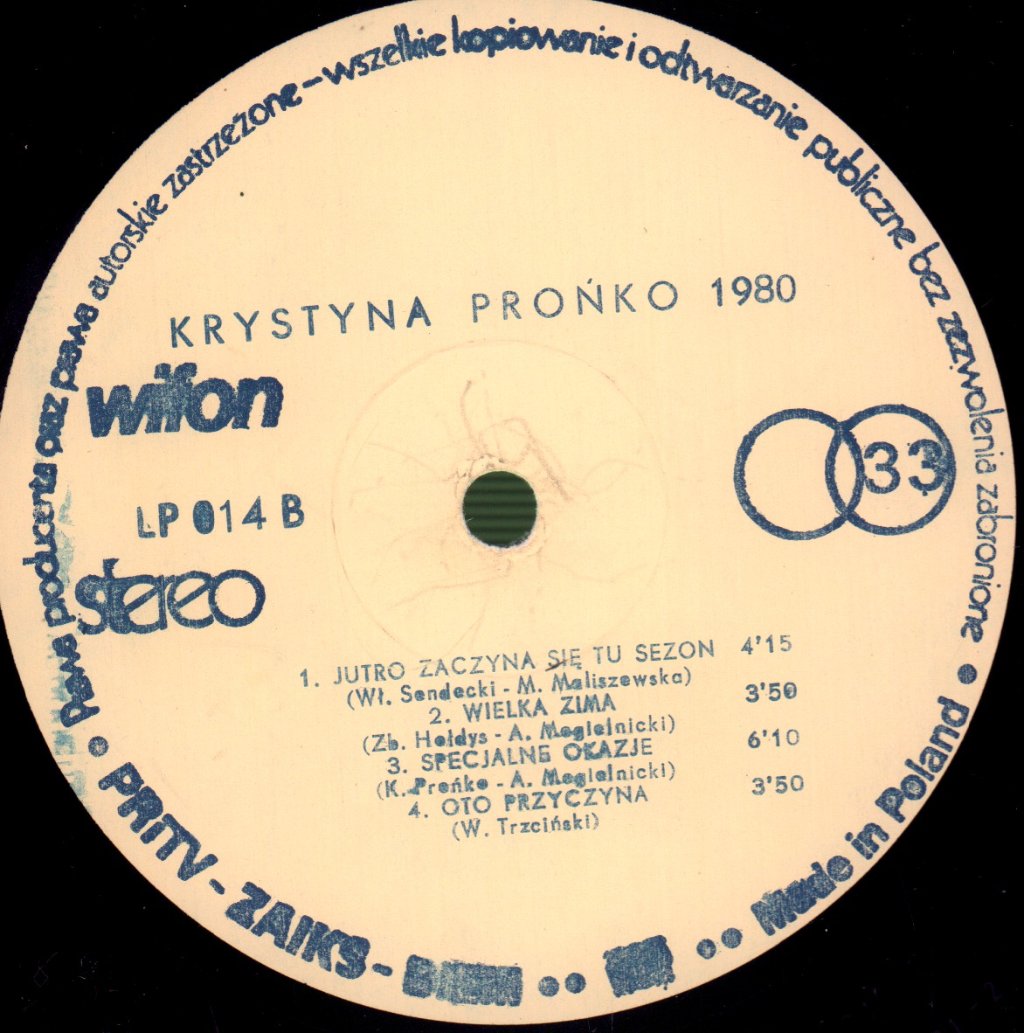 Krystyna Pronko - 1980 - Lp
