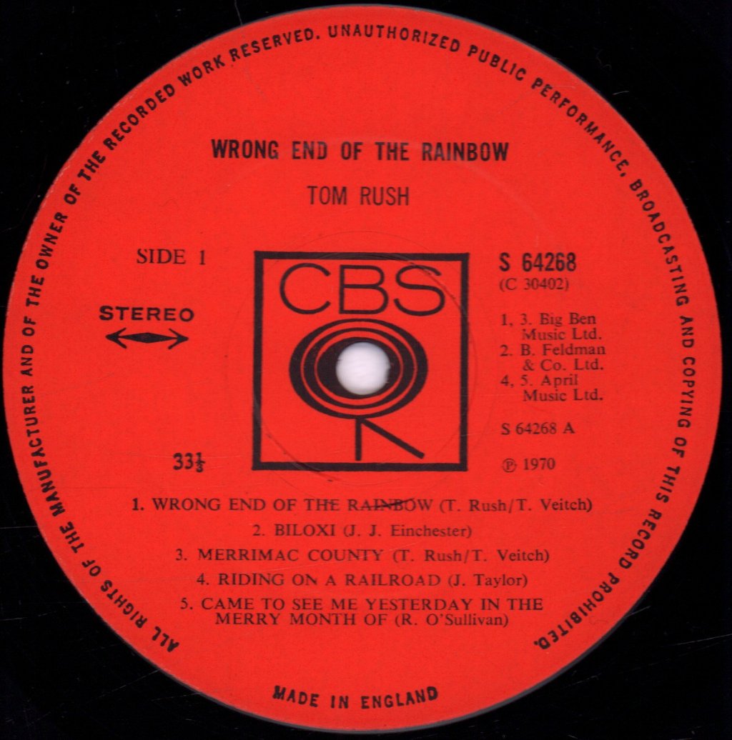 Tom Rush - Wrong End Of The Rainbow - Lp