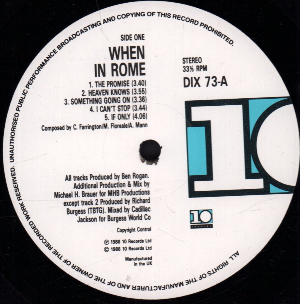 When In Rome - When In Rome - Lp