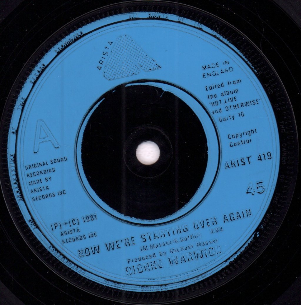Dionne Warwick - Now We're Starting Over Again - 7 Inch
