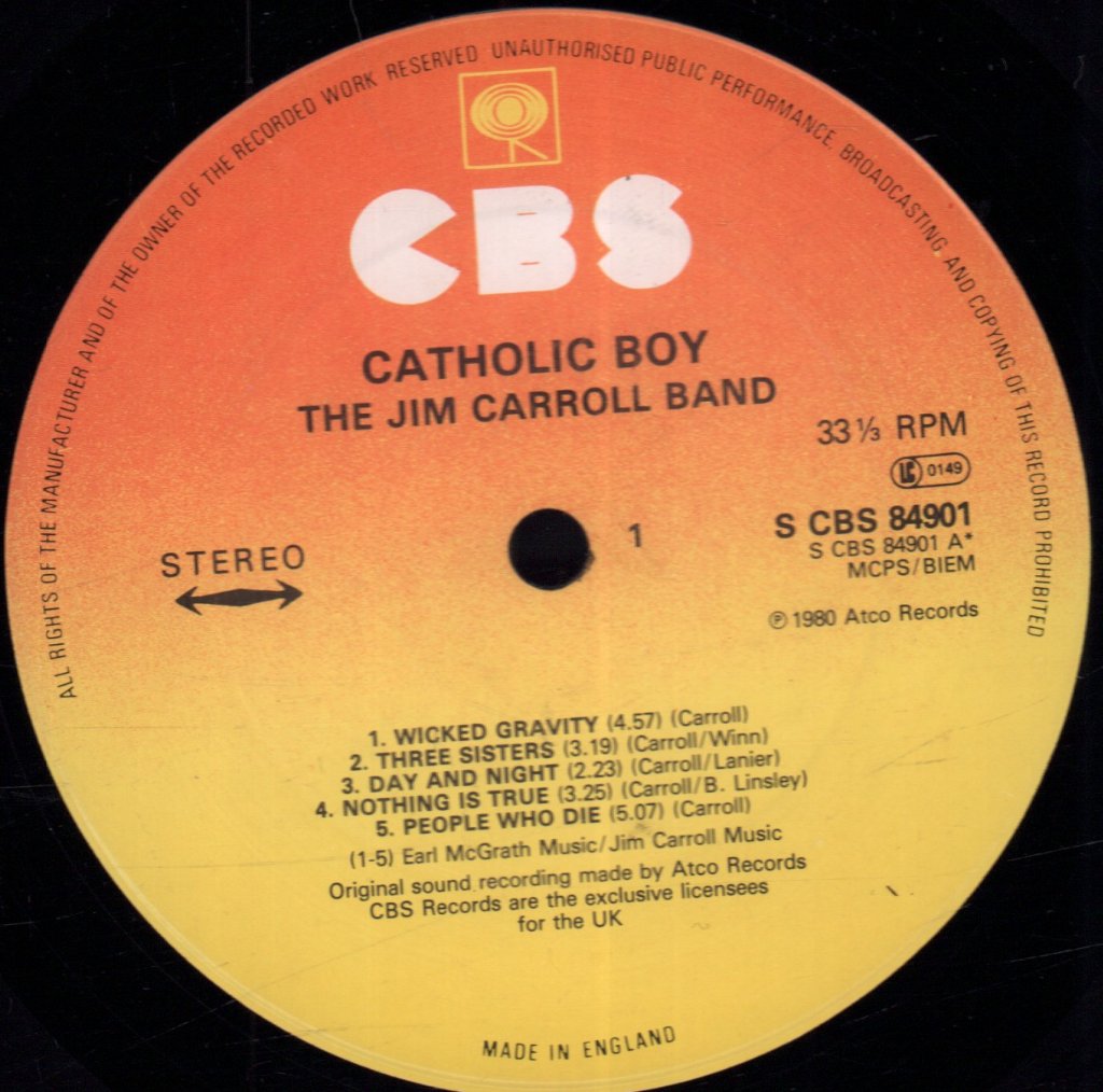 Jim Carroll Band - Catholic Boy - Lp